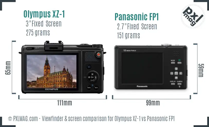 Olympus XZ-1 vs Panasonic FP1 Screen and Viewfinder comparison