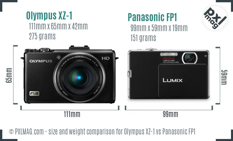Olympus XZ-1 vs Panasonic FP1 size comparison