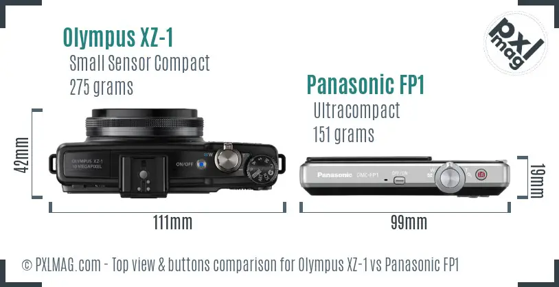 Olympus XZ-1 vs Panasonic FP1 top view buttons comparison