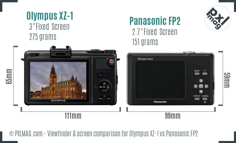 Olympus XZ-1 vs Panasonic FP2 Screen and Viewfinder comparison