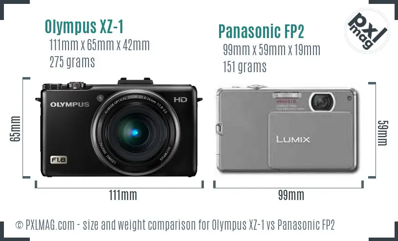 Olympus XZ-1 vs Panasonic FP2 size comparison