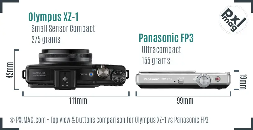 Olympus XZ-1 vs Panasonic FP3 top view buttons comparison