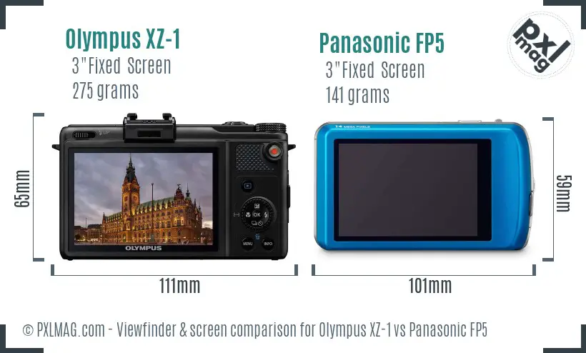 Olympus XZ-1 vs Panasonic FP5 Screen and Viewfinder comparison