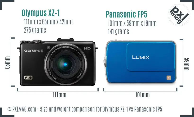 Olympus XZ-1 vs Panasonic FP5 size comparison