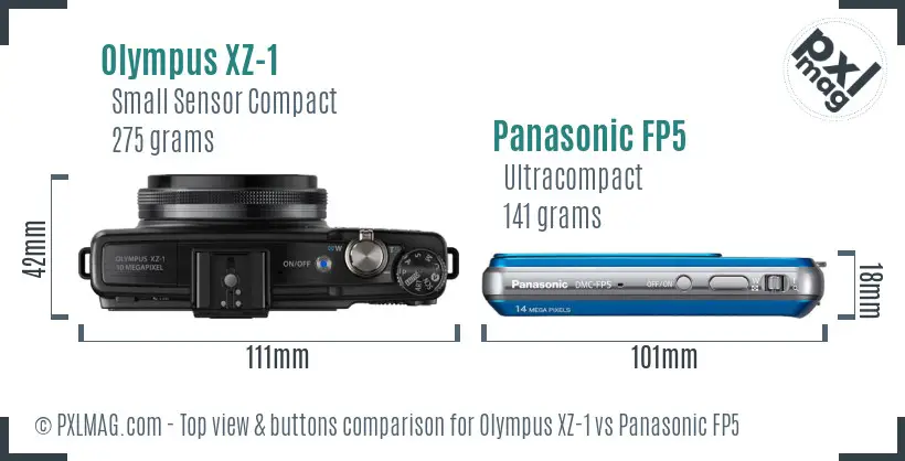 Olympus XZ-1 vs Panasonic FP5 top view buttons comparison
