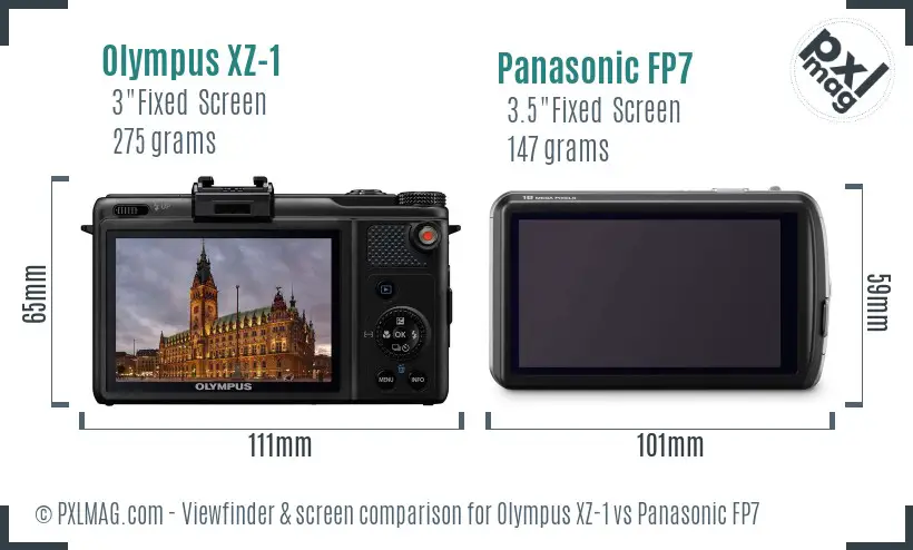Olympus XZ-1 vs Panasonic FP7 Screen and Viewfinder comparison