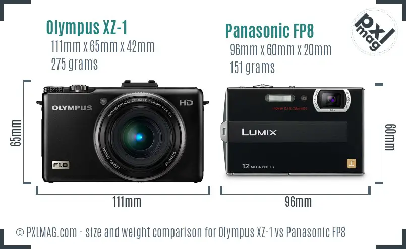 Olympus XZ-1 vs Panasonic FP8 size comparison