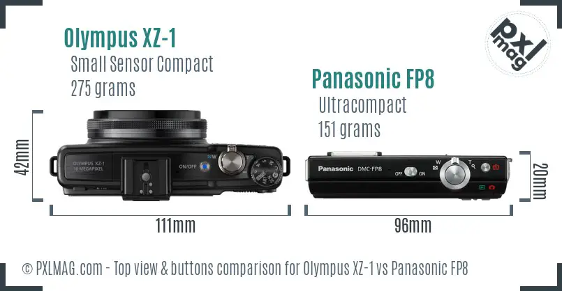 Olympus XZ-1 vs Panasonic FP8 top view buttons comparison
