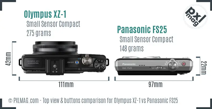 Olympus XZ-1 vs Panasonic FS25 top view buttons comparison