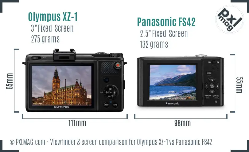 Olympus XZ-1 vs Panasonic FS42 Screen and Viewfinder comparison