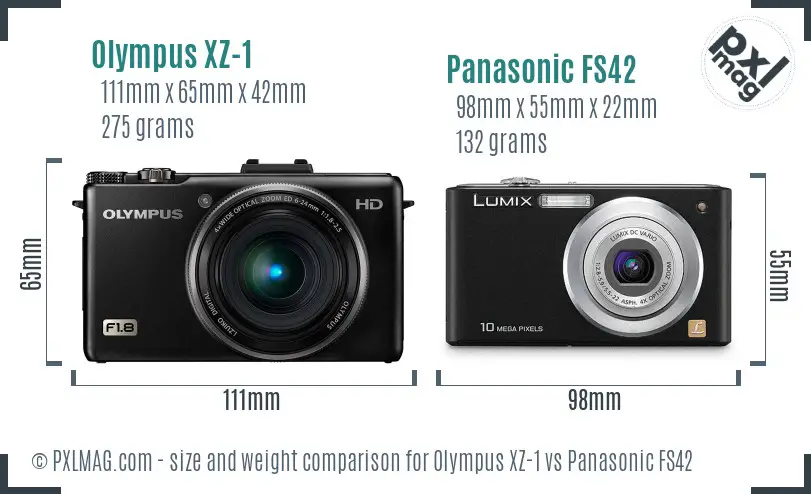 Olympus XZ-1 vs Panasonic FS42 size comparison