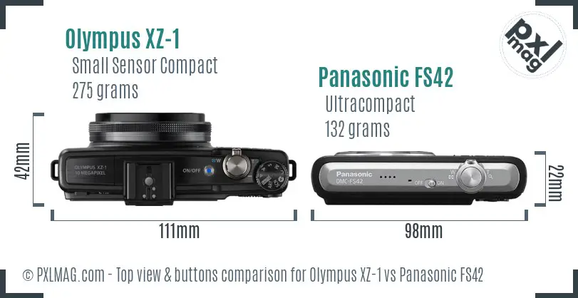 Olympus XZ-1 vs Panasonic FS42 top view buttons comparison