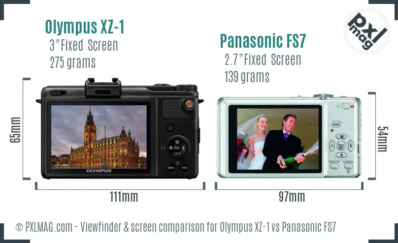 Olympus XZ-1 vs Panasonic FS7 Screen and Viewfinder comparison