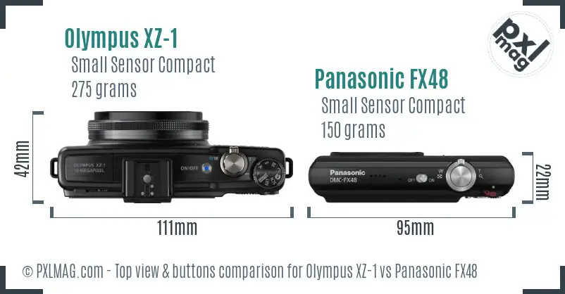 Olympus XZ-1 vs Panasonic FX48 top view buttons comparison
