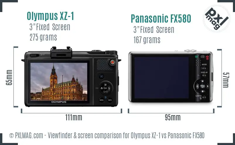 Olympus XZ-1 vs Panasonic FX580 Screen and Viewfinder comparison