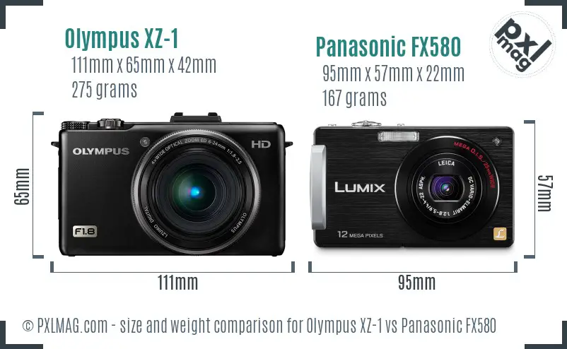 Olympus XZ-1 vs Panasonic FX580 size comparison