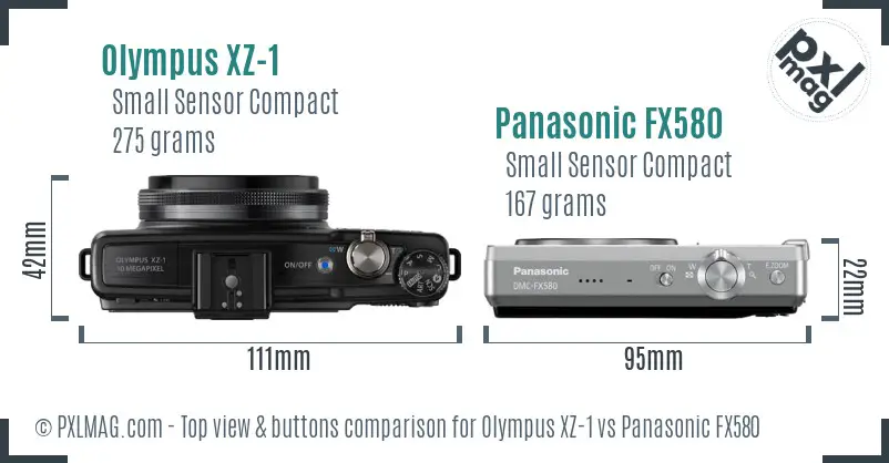 Olympus XZ-1 vs Panasonic FX580 top view buttons comparison