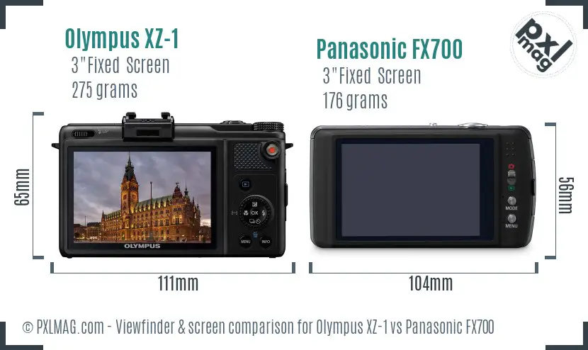 Olympus XZ-1 vs Panasonic FX700 Screen and Viewfinder comparison