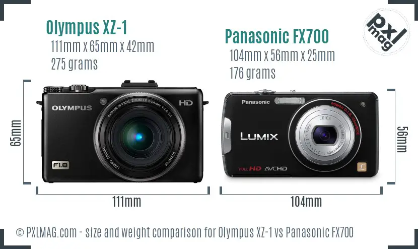Olympus XZ-1 vs Panasonic FX700 size comparison