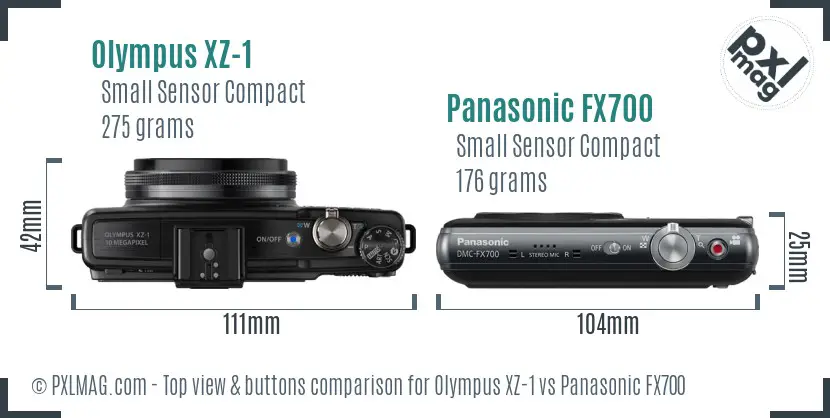 Olympus XZ-1 vs Panasonic FX700 top view buttons comparison