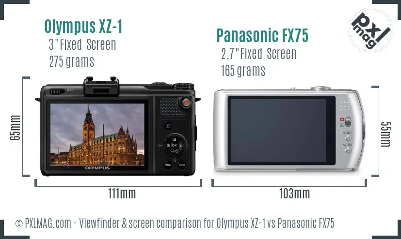 Olympus XZ-1 vs Panasonic FX75 Screen and Viewfinder comparison Olympus XZ-1 vs Panasonic FX75 Screen and Viewfinder comparison