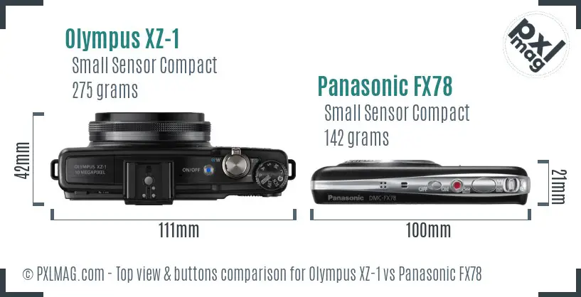 Olympus XZ-1 vs Panasonic FX78 top view buttons comparison