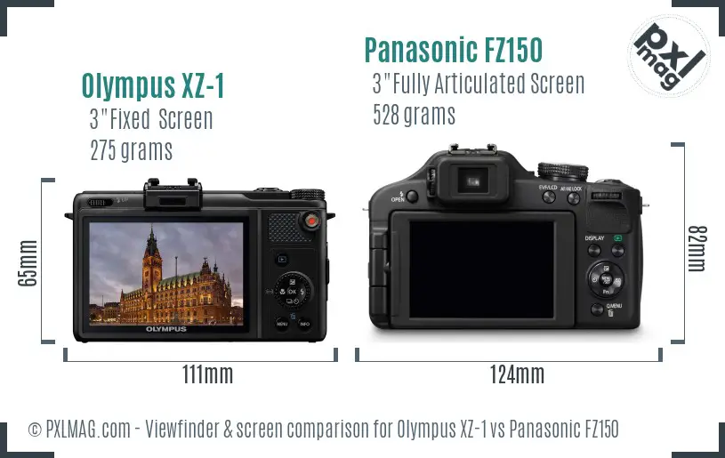 Olympus XZ-1 vs Panasonic FZ150 Screen and Viewfinder comparison Olympus XZ-1 vs Panasonic FZ150 Screen and Viewfinder comparison