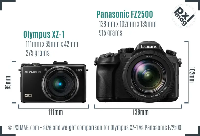 Olympus XZ-1 vs Panasonic FZ2500 size comparison