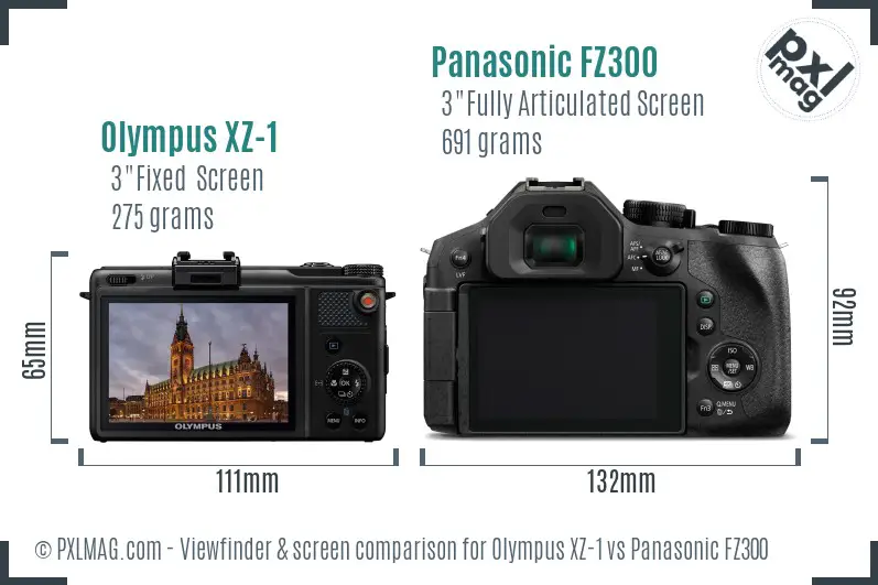 Olympus XZ-1 vs Panasonic FZ300 Screen and Viewfinder comparison