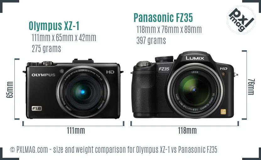 Olympus XZ-1 vs Panasonic FZ35 size comparison