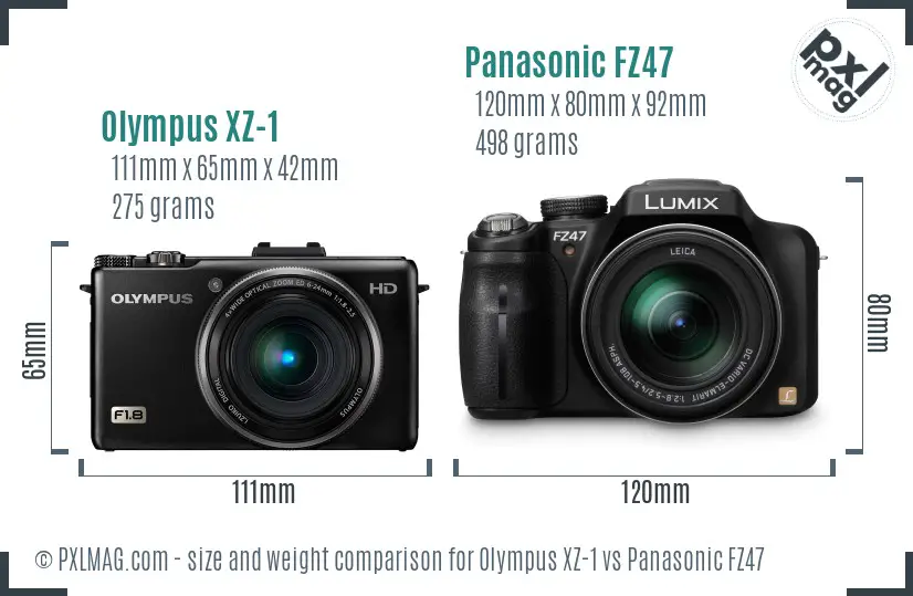 Olympus XZ-1 vs Panasonic FZ47 size comparison