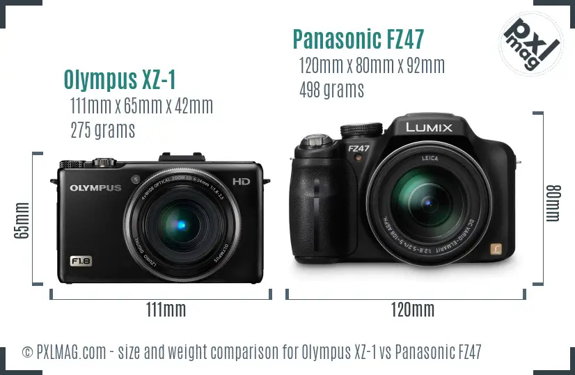 Olympus XZ-1 vs Panasonic FZ47 size comparison Olympus XZ-1 vs Panasonic FZ47 size comparison