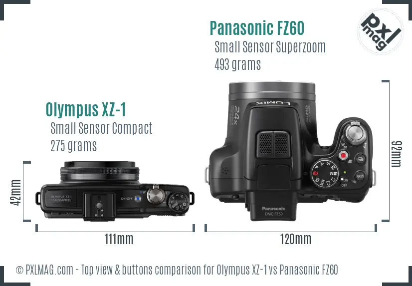 Olympus XZ-1 vs Panasonic FZ60 top view buttons comparison