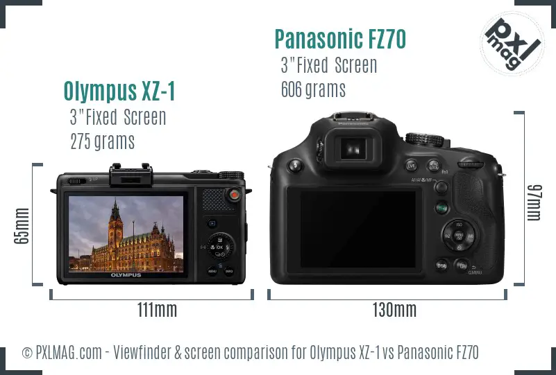 Olympus XZ-1 vs Panasonic FZ70 Screen and Viewfinder comparison