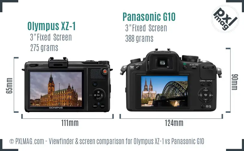 Olympus XZ-1 vs Panasonic G10 Screen and Viewfinder comparison