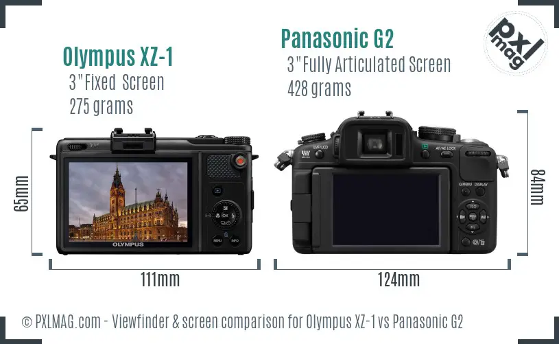 Olympus XZ-1 vs Panasonic G2 Screen and Viewfinder comparison Olympus XZ-1 vs Panasonic G2 Screen and Viewfinder comparison