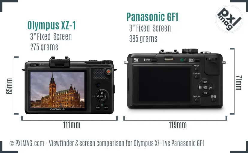 Olympus XZ-1 vs Panasonic GF1 Screen and Viewfinder comparison