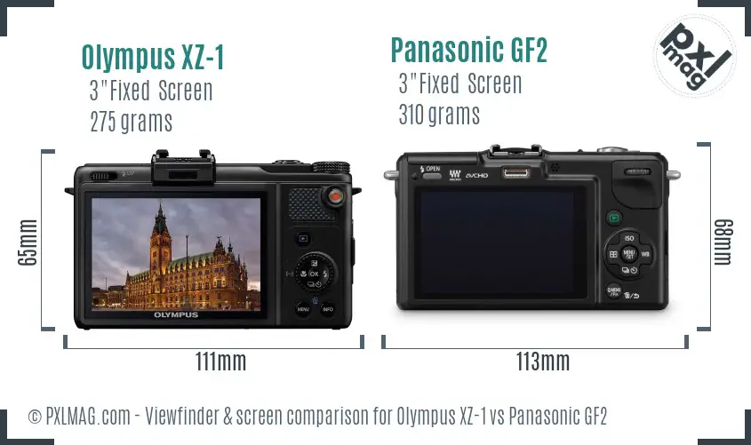 Olympus XZ-1 vs Panasonic GF2 Screen and Viewfinder comparison Olympus XZ-1 vs Panasonic GF2 Screen and Viewfinder comparison