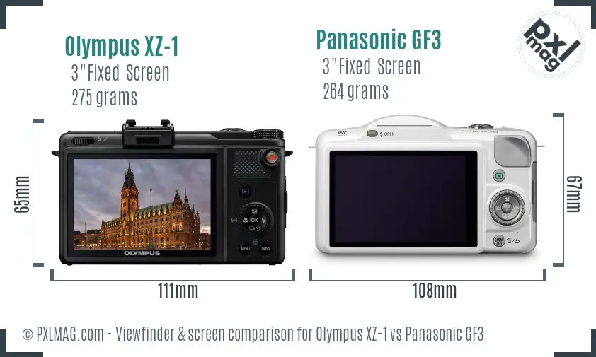 Olympus XZ-1 vs Panasonic GF3 Screen and Viewfinder comparison