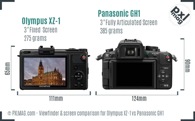 Olympus XZ-1 vs Panasonic GH1 Screen and Viewfinder comparison