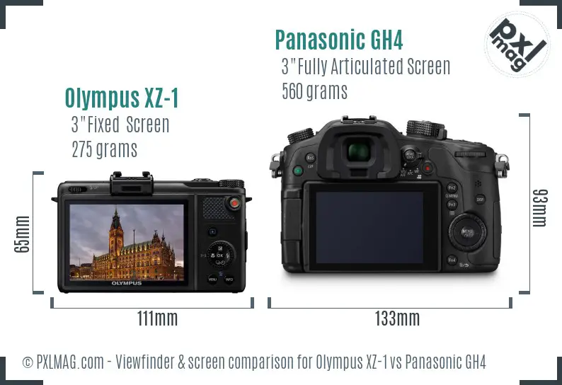 Olympus XZ-1 vs Panasonic GH4 Screen and Viewfinder comparison
