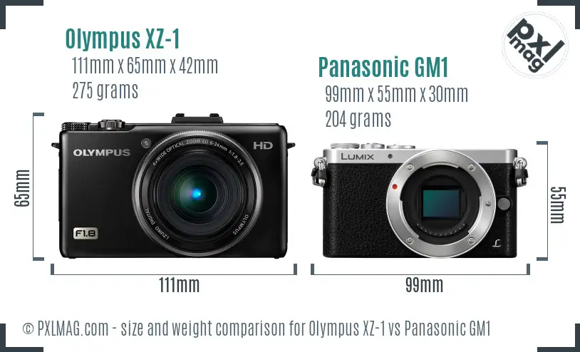 Olympus XZ-1 vs Panasonic GM1 size comparison