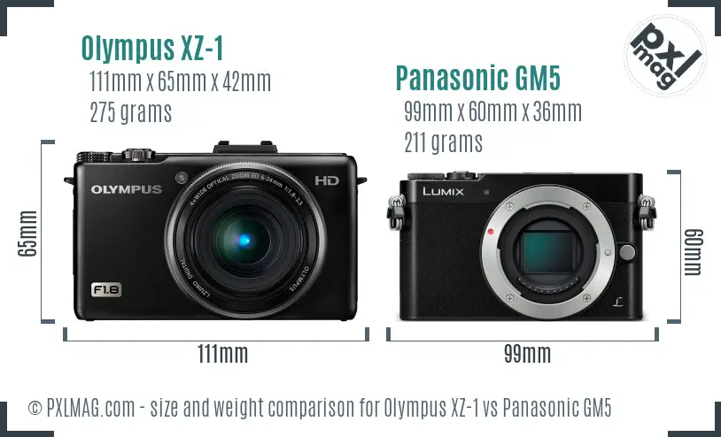 Olympus XZ-1 vs Panasonic GM5 size comparison Olympus XZ-1 vs Panasonic GM5 size comparison