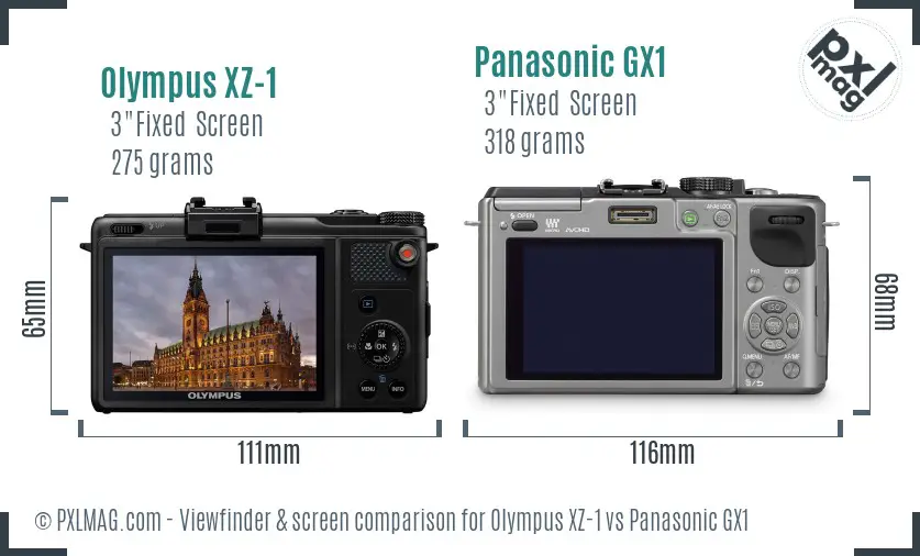 Olympus XZ-1 vs Panasonic GX1 Screen and Viewfinder comparison Olympus XZ-1 vs Panasonic GX1 Screen and Viewfinder comparison
