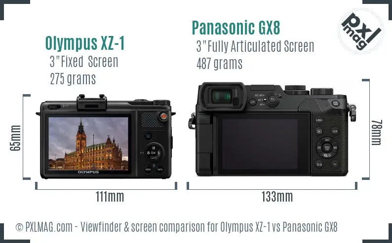 Olympus XZ-1 vs Panasonic GX8 Screen and Viewfinder comparison Olympus XZ-1 vs Panasonic GX8 Screen and Viewfinder comparison
