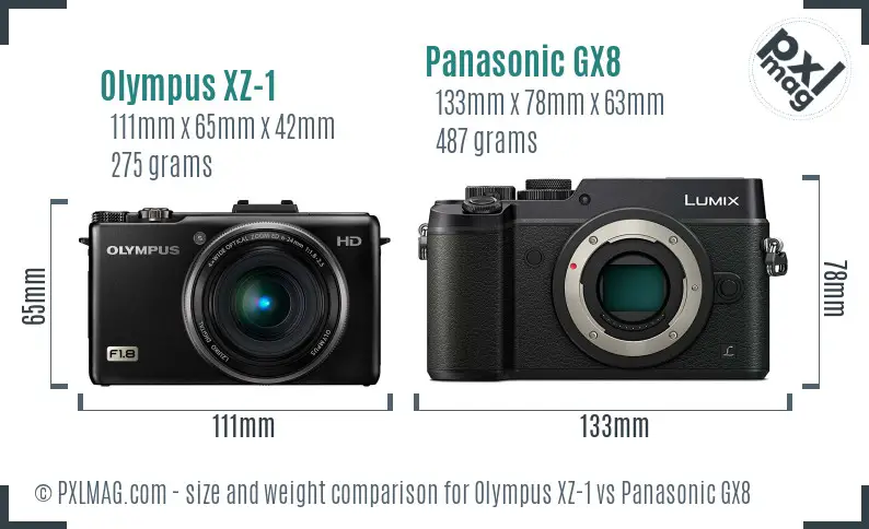 Olympus XZ-1 vs Panasonic GX8 size comparison Olympus XZ-1 vs Panasonic GX8 size comparison