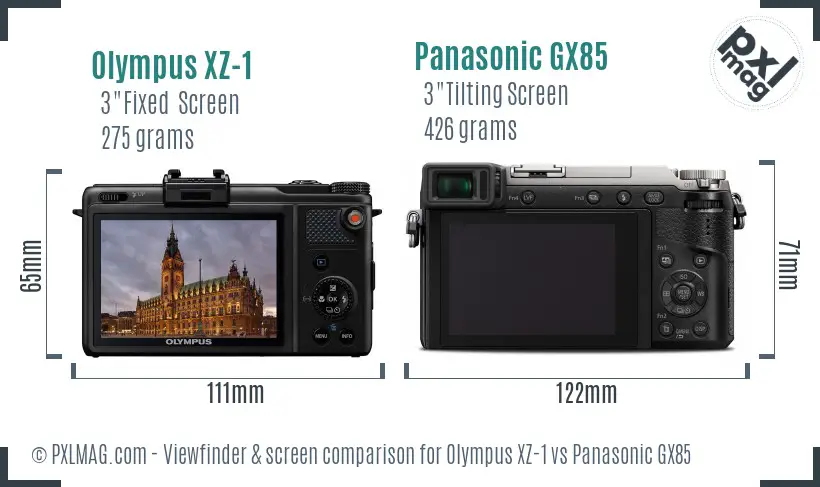 Olympus XZ-1 vs Panasonic GX85 Screen and Viewfinder comparison