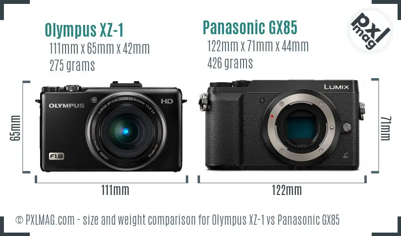 Olympus XZ-1 vs Panasonic GX85 size comparison