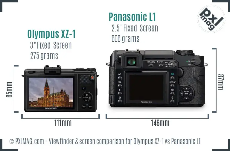 Olympus XZ-1 vs Panasonic L1 Screen and Viewfinder comparison