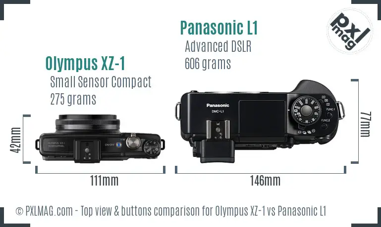 Olympus XZ-1 vs Panasonic L1 top view buttons comparison